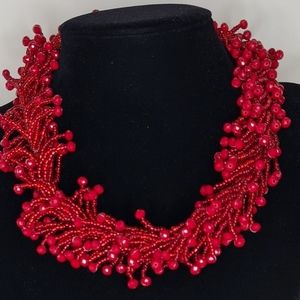 Red Hand beaded Necklace set